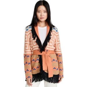 MOTHER Runaway Child Belted Fringe Cardigan